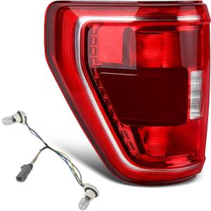 Tail Lights Compatible With 2021 2022 2023 Ford F150 XL XLT STX Halogen With New Bulbs and Harness w/Blind Spot Brake Rear Taillight Assembly Replace ML3Z13405C (Left Driver Side)