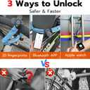 Fingerprint Bike Chain Lock, Heavy Duty Bluetooth Bike Lock Waterproof Biometric Keyless Anti-Theft Lock with 3.3 Feet Long Chain Lock for eBike Scooter Gate Ski Snowboard