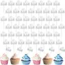 Havawish 50pcs Cloud Cake Topper Plush Cloud Shaped Cupcake Toppers Yarn Ball Cake Dessert Picks Decoration for Baby Shower Birthday Wedding Party Supplies