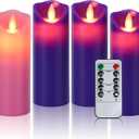 Christmas Products 3 Purple and 1 Pink Battery Operated Flameless Advent Candles with Remote Control and Timer