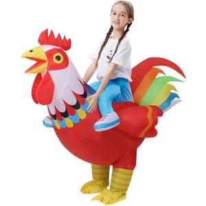 Christmas Kids Inflatable Chicken Costume,Funny Blow Up Rooster Costume Cosplay Inflatable for Holiday Halloween Thanksgiving Christmas Party