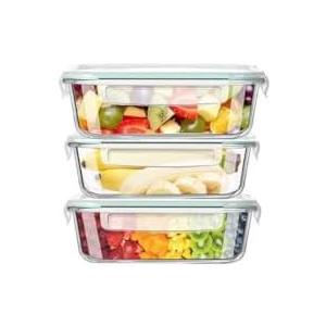 ECO-TOGO Airtight Glass Food Storage Containers with Lids (5-pack 1040ml), Glass Lunch Box, Leak-proof, BPA-Free, Microwave, Oven, Freezer, Dishwasher