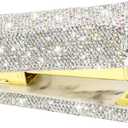 Multibey Diamond Stapler with Staples, Bling Crystal Handmade Stapler for Desk, Office Desktop Dazzling Staplers Rhinestone Desk Accessories for Women LadiesSilver