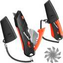 ValueMax 2-Pack Box Cutter Knife, Cardboard Cutter with Self-Retracting 3-Position Locking Blade, Safety Sheath, Lanyard, Extra 18 Blades Included, Blade Storage Design