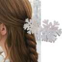Christmas Hair Clips for Women White Snowflakes Clip for Hair Christmas Snowflakes With Rhinestone Designs Xmas Hair Claws Cute Clamp Clips for Women Large Hair Claw Clip Hair Clip for Thin Hair 1PCS (Style-4)