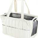 Dog Purse Carrier for Small Dogs, Small Cat Purse Carrier Soft with Large Pocket, Portable Pet Carrier Tote Bag with Safe Leash (White)
