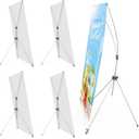 Zonon 4 Pcs X Banner Stand Adjustable Fit 23 x 63 to 32 x 78 Inch X Frame Banner Stand for Stores Tradeshow Restaurant Event Birthday Party Outdoor Activities Booth Display (Gray)