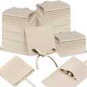 Sotiff 80 Pcs Microfiber Jewelry Pouch 8x8 cm Jewelry Packaging Bag Luxury Small Gift Bag for Small Business Envelope Style Bracelet Packaging Bow Tie Microfiber Pouch with Strings Divider(Khaki)
