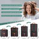 Expandable Foldable Travel Bag with Wheels Collapsible Rolling Luggage Bag Large Capacity Suitcase Duffel Bag for Men Women, Black