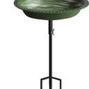 Koutemie 1- Gallon Detachable Freestanding Garden Bird Bath Bird Feeder Bowl with Metal Stake for Outdoor, Deep Green, 29 Inch