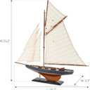 NAUTIMALL 25" Wooden Sailboat Model Columbia America's Cup Ship Nautical Yacht Vintage Rustic Home Decor (Vintage Blue), 25.2 Inches X 3.3 Inches X 25.2 Inches