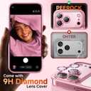 Magnetic for iPhone 17 Pro Case with Glitter Integrated Lens Protection, [Glossy Bumper & Shiny Magnetic Ring] [Compatible with Magsafe] Cute Women Girly Protective Phone Case for iPhone 17 Pro Pink