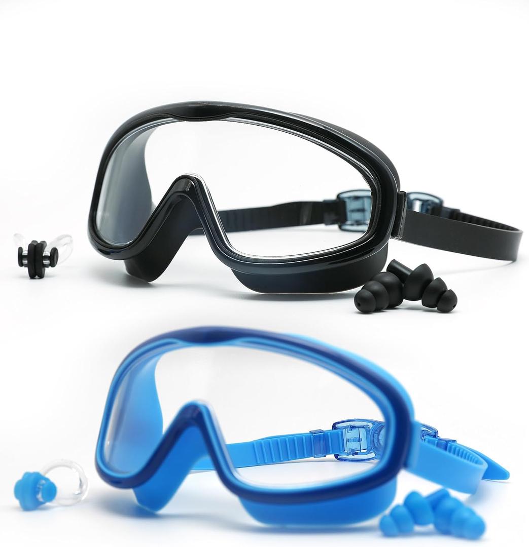 Swim Goggles for Adults, 2 Pack Anti-Fog UV Protection Swimming Goggles with Adjustable Straps, Leak-Proof Silicone Swim Glasses for Men & Women