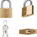 CINCINNO Solid Brass Padlock with Key, Key Lock with 1-9/16" Wide Body, 2 Pack Keyed Alike Locker Lock with Key
