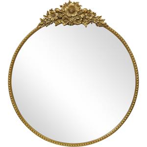 Vintage Round Mirror, 28" Baroque Style Circular Mirror, Antique Metal Frame Wall Mirror, Traditional Art Home Decor for Dressing Table, Bathroom or Bedroom,Retro Gold