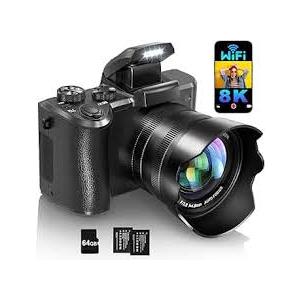 4K Digital Camera for Photography & Vlogging, 56MP Point and Shoot Digital Cameras with 180° Flip Screen, 16X Zoom Compact Travel Camera, Portable Cámara for Adults & Beginners with 32GB SD Card