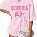 Oversized Western Cowgirl Shirts for Women Country Music Rock Band Tshirt (L)