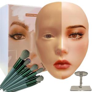3D Makeup Practice Face, XIJIEMAO Mannequin Head For Makeup, Reusable Silicone Full Makeup Mannequin Head With Stand And Brush Set, Eye Shadow Makeup Face Board, Emerging Makeup Artist, Girl'S Gift 3D Makeup Practice Face, XIJIEMAO Mannequin Head For Makeup, Reusable Silicone Full Makeup Mannequin Head With Stand And Brush Set, Eye Shadow Makeup Face Board, Emerging Makeup Artist, Girl'S Gift