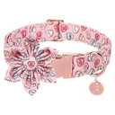 UP URARA PUP Valentine Dog Collar with Flower, Heart Flower Collar for Puppy Girl Boy Dog or Cat, Comfortable Dog Collar Flower with Durable Metal Buckle, Cute Pet Collar, XS