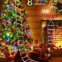 Christmas Decorations LED Ladder Lights with Climbing Santa Claus, 10ft Indoor Christmas Decorative Light - 8 Modes Xmas Lights Tree for Home Holiday Wall Window Xmas Decor (Multicolor)