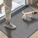 LEKEEPGO Ultra Thin Indoor Door Mat 17"x29", Low-Profile Door Mat Indoor Entrance, Non Slip Rubber Backing Inside Doormat Washable Welcome Front Entryway Dirt Trapper Entry Mat, Grey