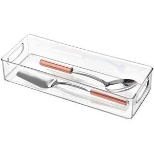 iDesign Small Stackable Plastic Pantry Bin with Handles for Kitchen Storage, Clear, Made in USA 2 Pack