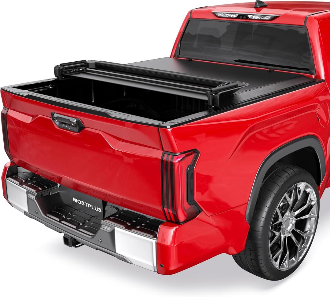 MOSTPLUS Quad Fold Soft Truck Bed Tonneau Cover Compatible with 2007-2026 Toyota Tundra Fleetside for Models with The Deckrail System 6.5 FT-4 Fold Bed 78.7 inch On Top