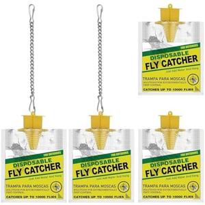 Outdoor Fly Traps 2 Pack with Adjustable Hanging Chain (2 PCS), Disposable Hanging Fly Traps with Natural Pre-Baited Bags | Effective Fly Killer for Backyard, Patio, Park or Farm