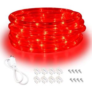 Red LED Lights, 16ft Rope Lights, Flexible and Connectable Strip Lighting, Waterproof for Indoor Outdoor Use, 360 Beam Angle, High Brightness for Home Christmas Thanksgiving Halloween