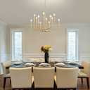 Modern Gold Chandelier for Dining Room,Metal 12-Light Kitchen Light Fixtures, Farmhouse Candle Hanging Pendant Light for Living Room Entryway Foyer Bedroom (Bulbs Not Included)