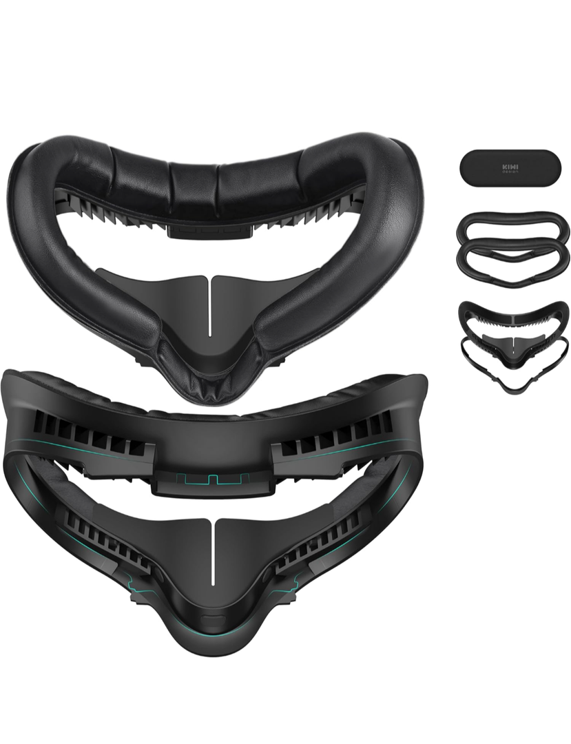 KIWI design Face Cushion Pad Compatible with Quest 2 Accessories (Upgraded Version), Fitness Facial Interface Foam Replacement, with Glasses Spacer and Lens Protector, Air-Circulation Design