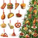 FLYAB 12PCS Food Christmas Ornaments Xmas Gifts for Women 3.15x2.64 Inch Wooden Hanging Ornament for Christmas Tree Party Xmas Stocking Stuffers for Kids Family Friends (B1)