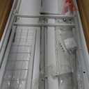 PRAISUN 61.7" Gaming Desk with LED Lights & Outlets, Computer Desk with 3 Fabric Drawers, PC Desk with PC Case Stand & Movable Storage Shelves, Monitor Stand, Reversible, White