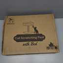 Modern Scratching Post for Indoor Cats - 15 High Cat Scratching Post with Bed Breeds - 15.7 x 11.6 Removable & Washable Cushion (Black Post with Pink Bed)