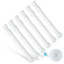 Goowin 6Pcs Tension Rod, Goowin Small Tension Rods for Windows, No Drilling Rustproof Spring Adjustable Short Rod for Wardrobe Bars, Bookcase (White, 7-11 inch)