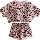 Toddler Baby Girls Leopard Print Summer Clothes Set T-Shirt and Short Pants 2pcs Outfits (1-Pink, 1T)