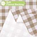 Smiry Rectangle Table Cloth, Waterproof Vinyl Tablecloths with Flannel Backing, Wipeable Buffalo Plaid Table Cover for Picnic, Indoor and Outdoor (Khaki & White, 60"x84")