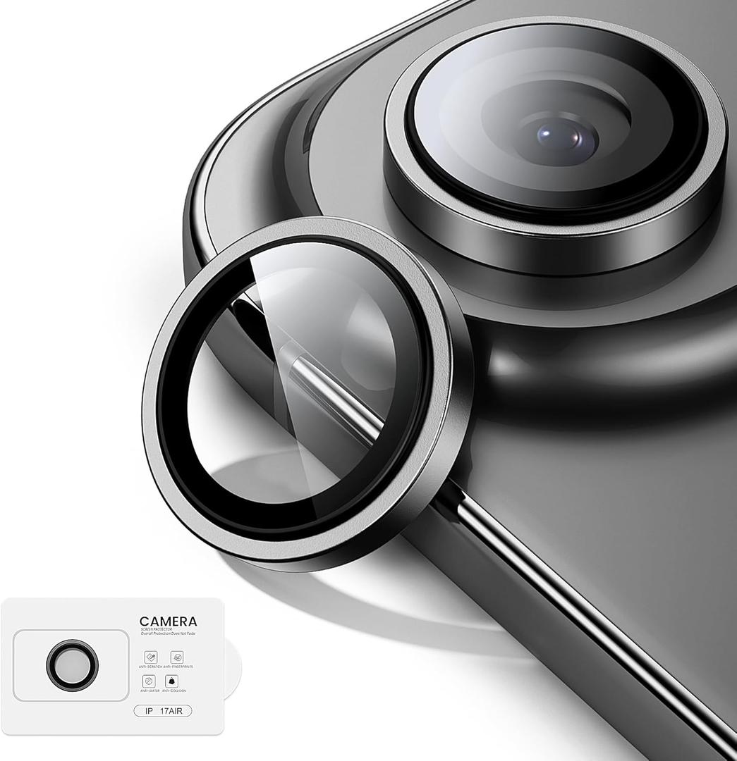 for iPhone Air Lens Protector[Shatterproof 9H Tempered Glass] [1:1 Invisible Ultra Clarity Cover,Black