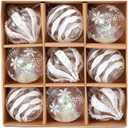 Generic Set of 12 Multi-Colored Shiny Bauble Christmas Tree Decorations, PET Material, Hanging Ornaments, White