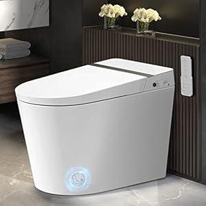 EPLO Smart Bidet Toilet, One Piece Toilet With Remote Control, Tankless Toilet Bidet Automatic Open & Close Lid, Auto Dual Flush,Foot Sensor, Heated Seat, Warm Water, Dryer (EP-G18(Auto Open/Close))