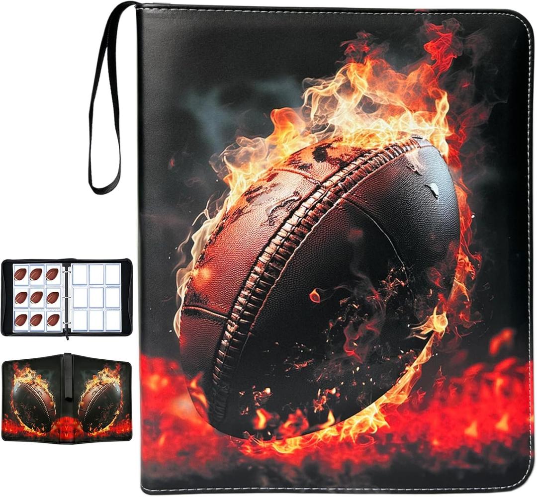 Football Card Binder with Sleeves,900 Pockets Football Card Holder Protectors Albums, Card Storage Organizer Case Compatible with Trading Card and Other Sports Cards