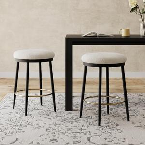 24.75'' Modern Counter Stools Set of 2,White Counter Stools with Iron Frame,Sponge Cushion,Footrest,Suitable for Kitchen/Bedroom/Dining Room