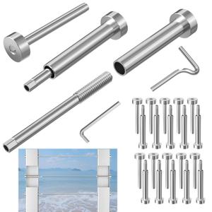 Fulifix 1/8" Cable Railing Tensioner - 10 Pairs Invisible Cable Kit, T316 SS Swage Railing for 2" x 2" & 4" x 4" Wood & Metal Posts, Model LT02