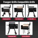 Upgraded Folding Front Shelf Accessories for Traeger Pro 22, Pro 575, Ironwood 650, BAC362, All-in-One Grill Table with Works Cutting Board,Basin,5 Hooks, Steel Grill Accessory for Food Prep & Storage