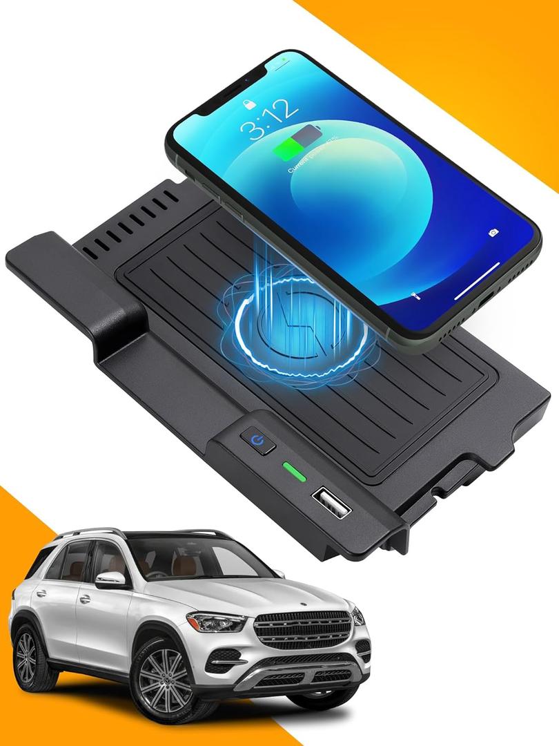 CarQiWireless Wireless Charger for Mercedes Benz Accessories, Wireless Charging Pad for Mercedes Benz GLE 2020-2022/GLS 2020-2024 Accessories,Car Accessories for GLE 350 Mercedes Benz Accessories