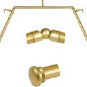 TONIAL Bay Window Curtain Rods, 32-86 Inch Center Rod for window, 20 to 82 Inch Side Rods for windows 3/4 Inch Decorative Drapery Rods with Small Cap Finial, Gold