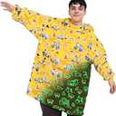 Excavator Wearable Blanket Hoodie for Men - Glow in The Dark Truck Blanket with Oversized Pocket - Car Decor Construction Tractor Sweatshirt Blanket Birthday Gifts for Men Dad Boyfriend Adult