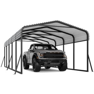 12x24 ft Metal Carport Kits with Galvanized Steel Roof, Heavy Duty Metal Roof Carport with Enhanced Base, Tall MetalCarport Kits Garage for Tractors, Pickup, Boat, Car