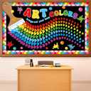2 x 241 Pcs 3D Art Classroom Bulletin Board Decorations Art Brings Out Your Best Colors Bulletin Board Set Rainbow Heart Cutouts for Preschool Elementary Wall Chalkboard Decor Back to School Supplies, 13.4"L x 10.6"W