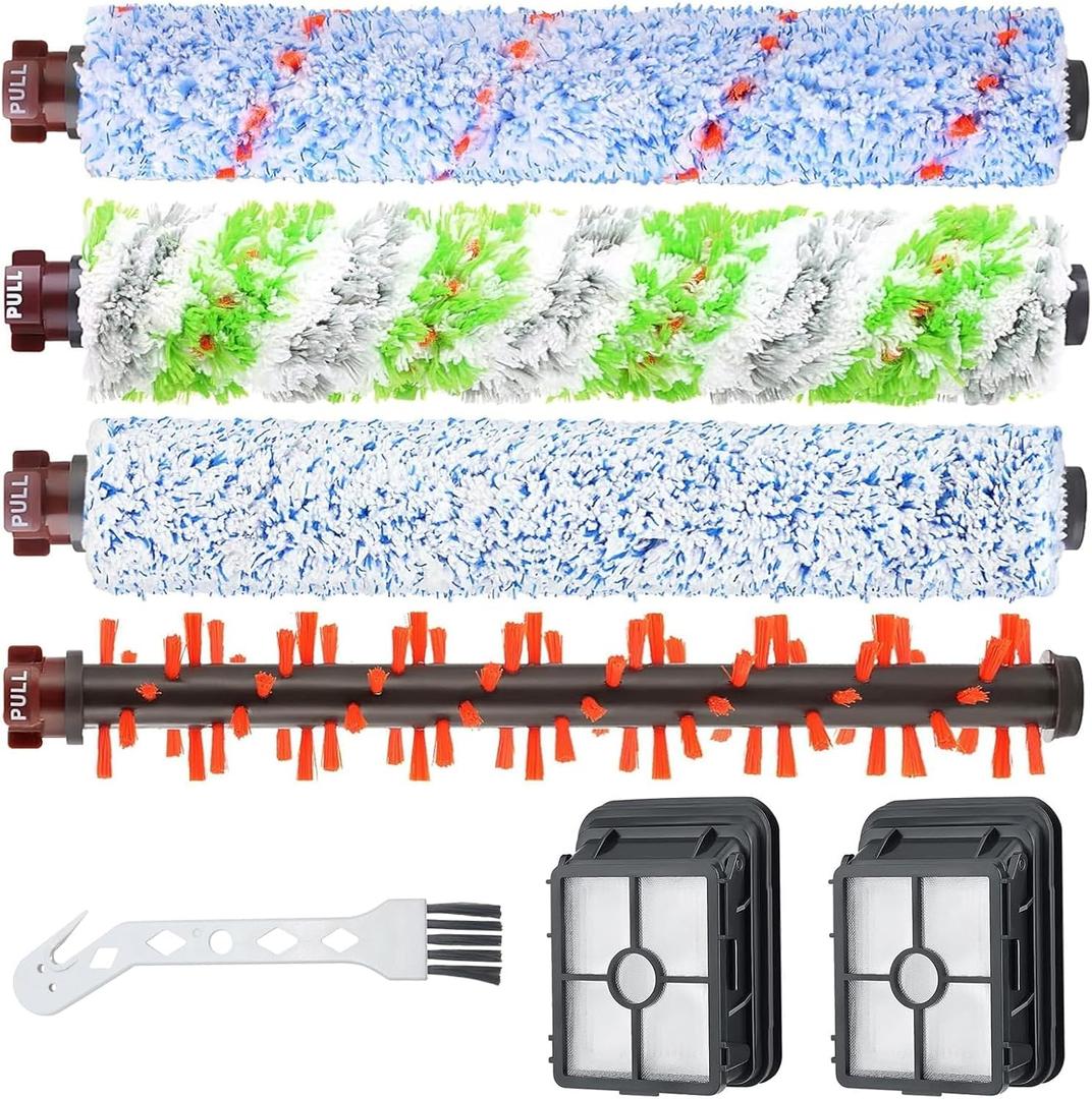PINVNBY Crosswave Brush Replacement Parts and Filter for Bissell Crosswave 2328 1785 2306 1866 Vacuum 4 Brush Rolls and 2 Vacuum Filter